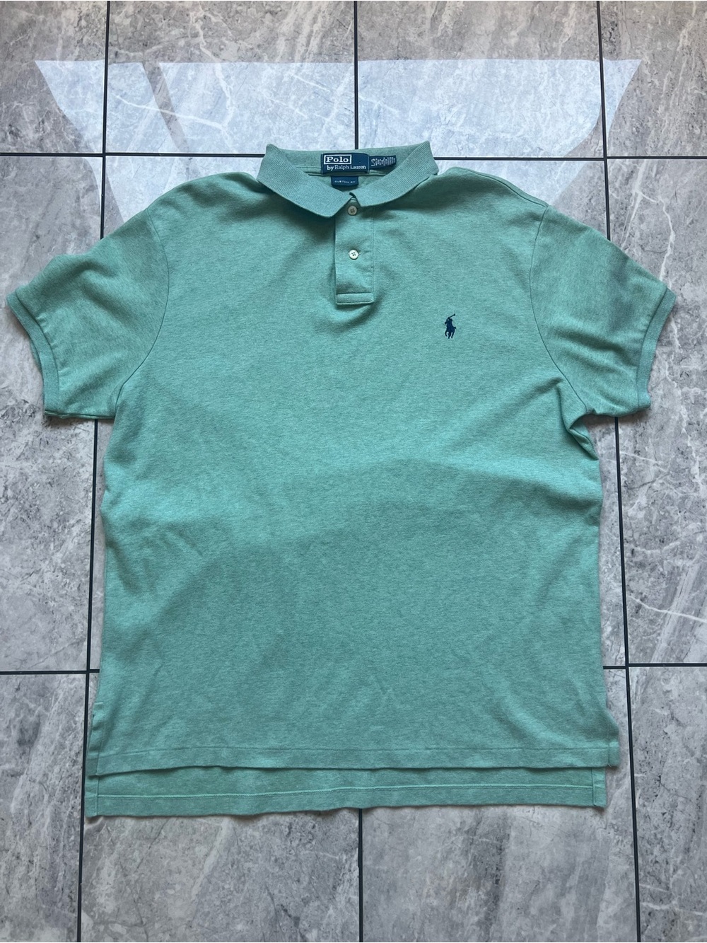 Polo Ralph Lauren Mens Custom Fit Pique Polo Shirt Mint Green Embroidered Pony L